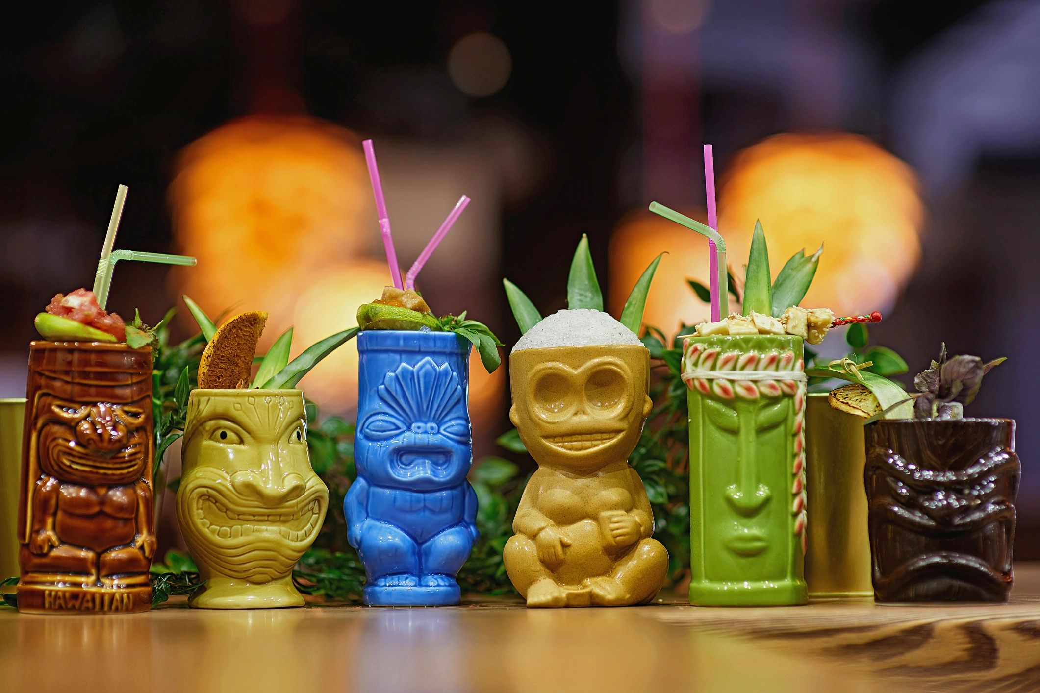 tiki bar drinks tropical cocktails vintage glassware
