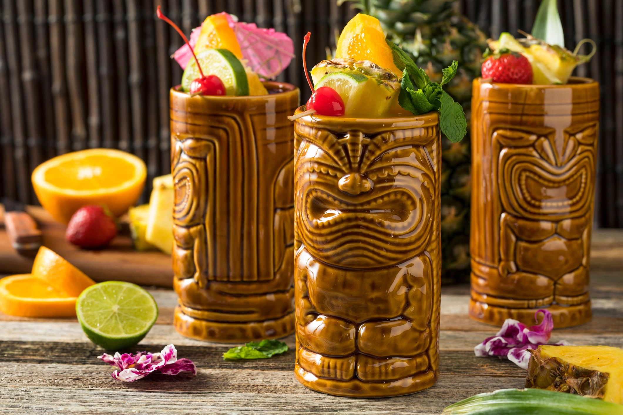 tiki cocktail tropical drink vintage glassware